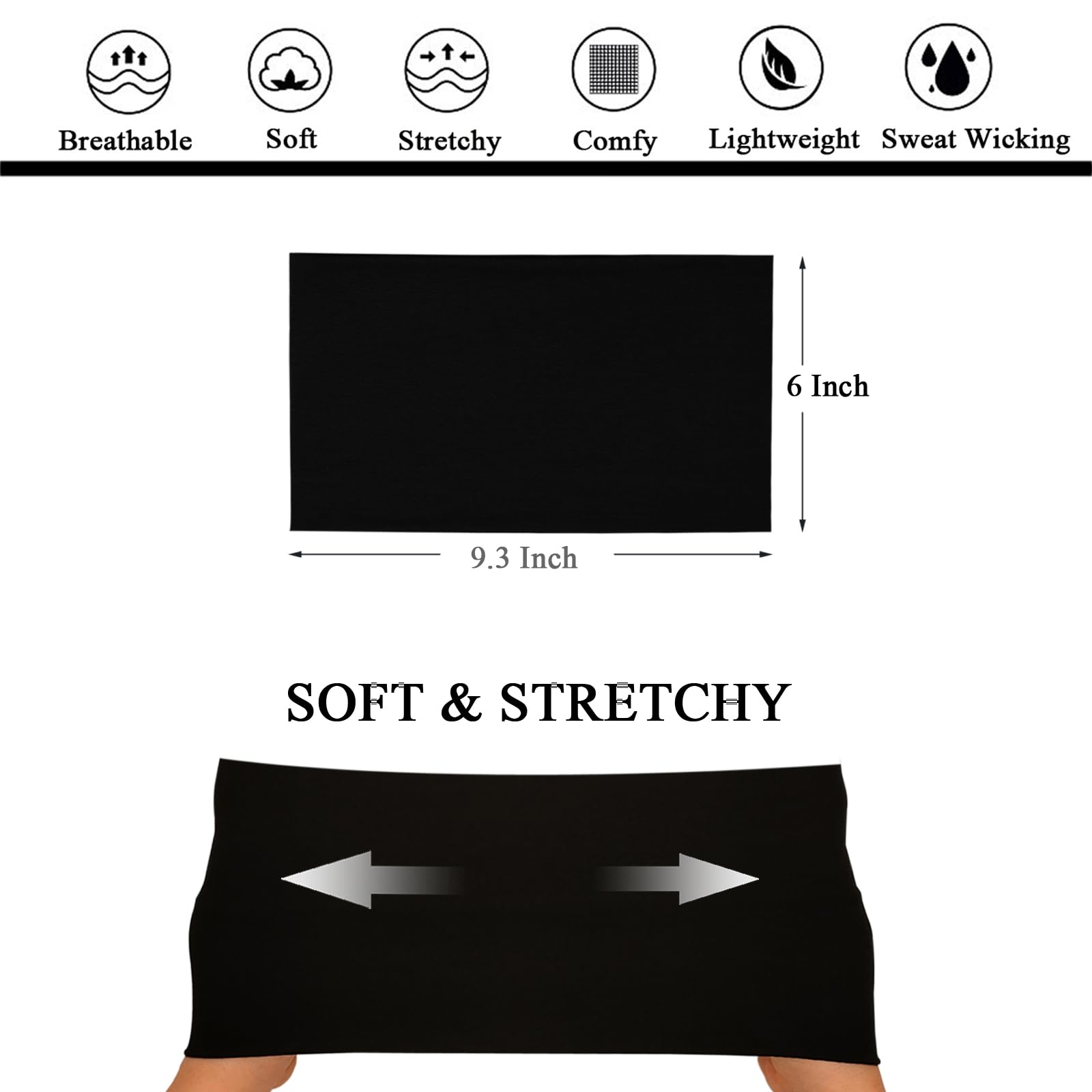 YONUF Wide Headbands For Women Stretchy Headband Workout Head Bands For Women's Hair Band Non Slip Head Wrap Headwear 6 Pack
