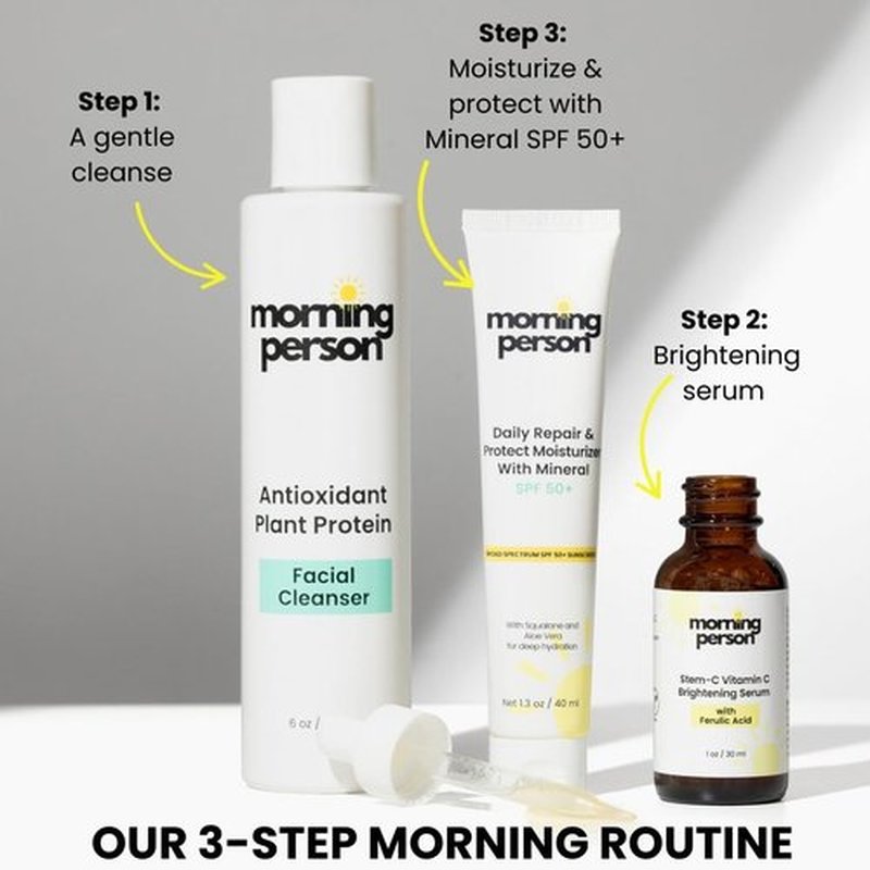 Morning Person Antioxidant Plant Protein Cleanser – Gentle Daily Face Wash, Removes Makeup, Hydrating & Soothing, Vegan & Sulfate-Free