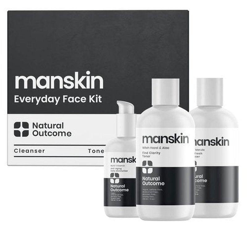 Natural Outcome Men's Skin Care Kit - Anti-Aging 3-Step Facial Regimen with Cleanser, Toner & Moisturizer