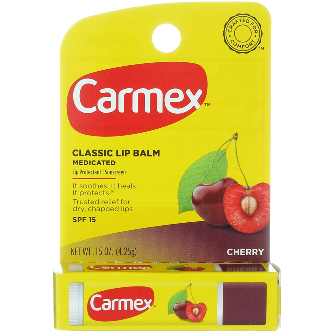 Carmex Cherry Flavor Moisturizing Lip Balm Stick SPF 15