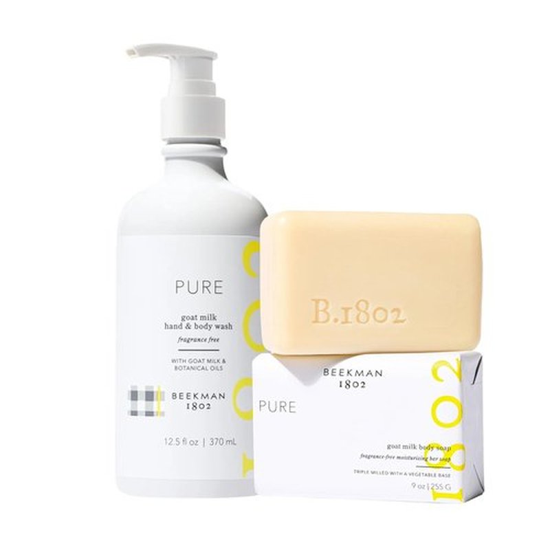 Beekman 1802 Goat Milk Bar Soap & Hand + Body Wash - Fragrance-Free Skincare Gift Set