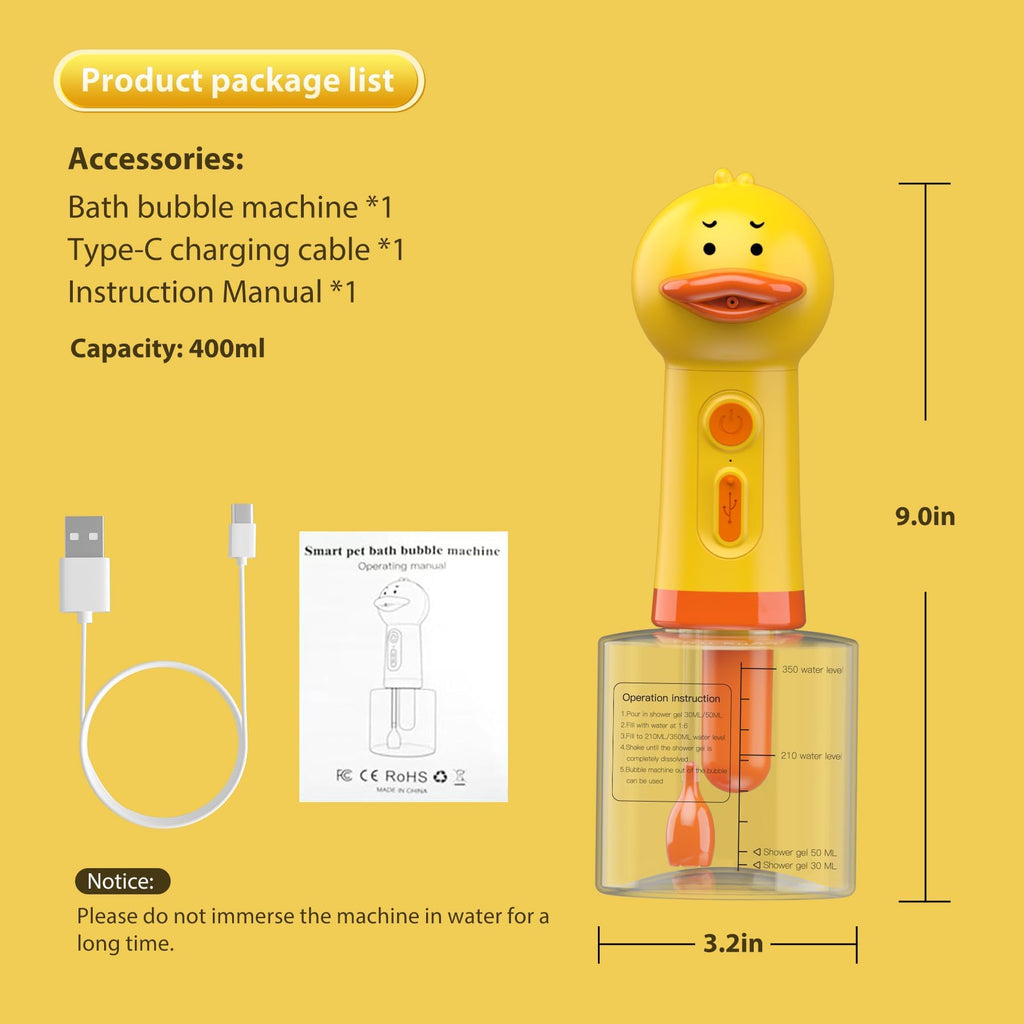 NRYDEPET Electric Dog Shampoo Dispenser & Foam Sprayer – Automatic Dog Soap Dispenser, Rechargeable Dog Shampoo Foamer, IPX7 Waterproof Pet Bath Supplies for Dogs, Cats & Puppies