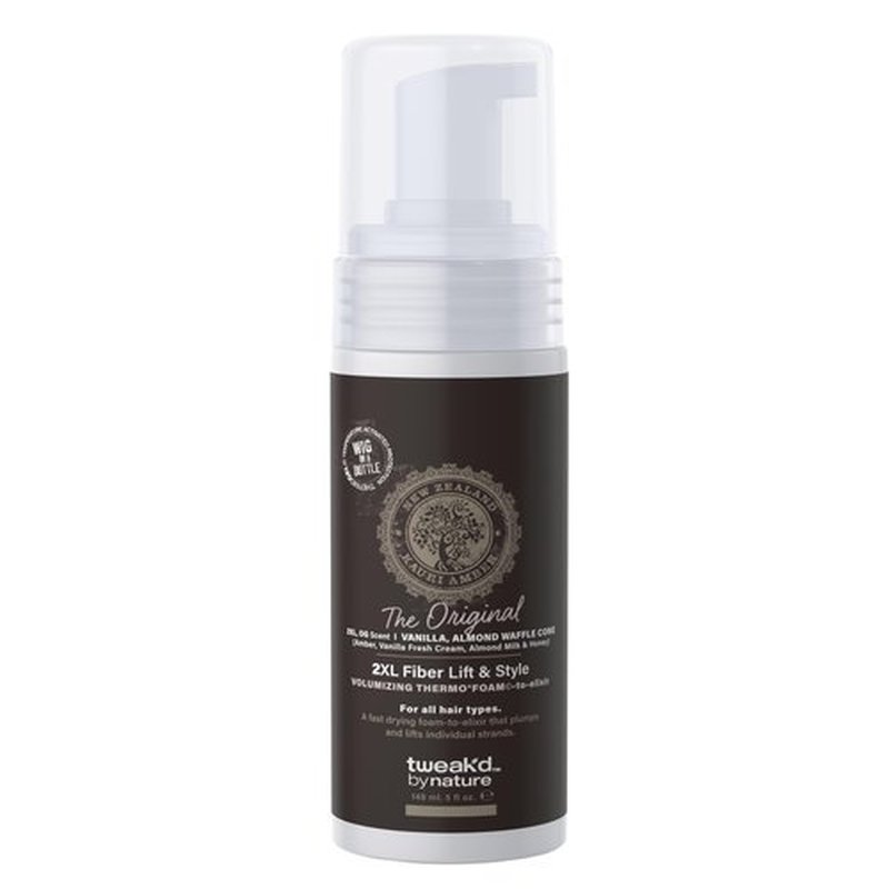 Tweak’d by Nature - 2XL Fiber Lift & Style Volumizing Foam, Styling Foam and Mousse for Hair Volume, Heat Protectant, Hydrating for Long-Lasting Softness, Cruelty Free (5oz)