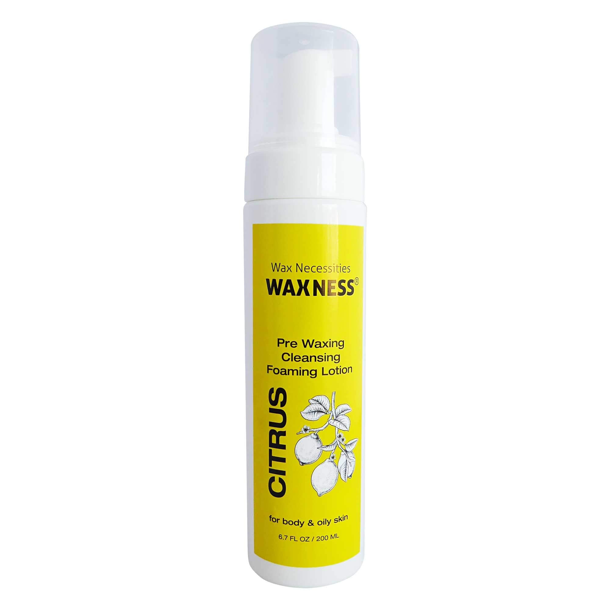 Waxness Pre Waxing Cleansing Foaming Lotion 6.7 fl oz (200 ml) – Skin Prep Cleanser for Oily Skin Before Waxing, Removes Oil & Residue – Made in Italy