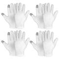 4 Pairs Touch Screen Moisturizing Gloves White Cotton Moisturizing Gloves Overnight Bedtime Heal Eczema Sleeping Lotion Hand Spa Treatment Gloves Repair Rough Cracked Dry Chapped Hands Skin(White)