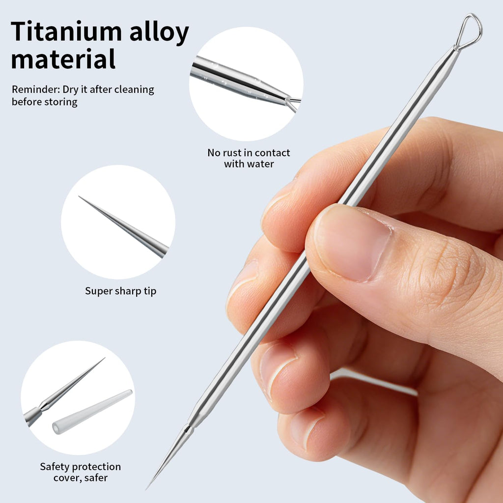 ZIZZON Titanium Lancet Needle Acne Blackhead Remover Pimple Extractor Popper Tool