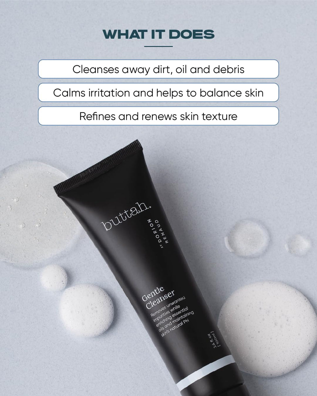 Buttah Skin Facial Gel Cleanser 3.4oz - Gentle & Clarifying Face Wash - Oil & Dirt Extracting Wash - Daily Cleansing - Face Wash for Melanin Rich Skin - Black Founded