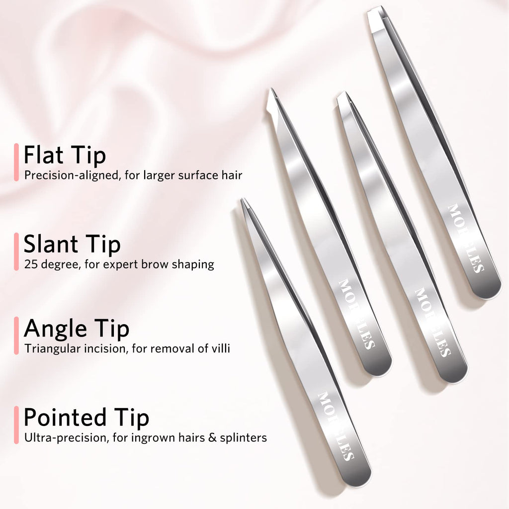 MORGLES Tweezers Set for Men 9 Pcs Nail Clipper Kit with Case for Grooming