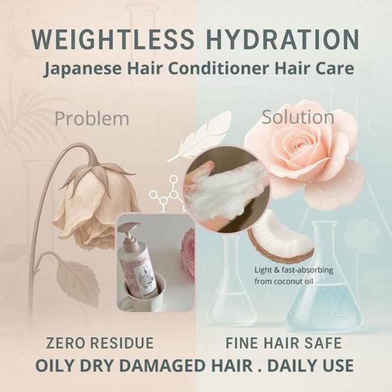 DEMIKI Japanese Conditioner Hair Care, Keratin Hair Treatment Hair Conditioner for Women, Color Safe, Deep Conditioner for Dry Damaged Hair, Frizz Ease, Sulfate-Free Anti-Dandruff 450ml 16oz