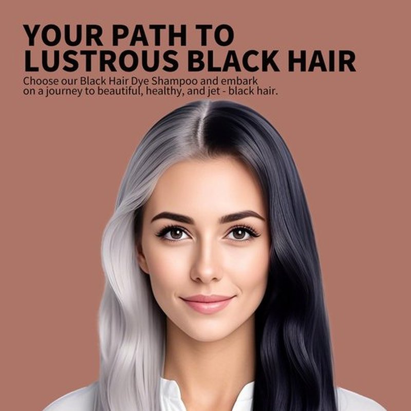 gowwim Black Hair Dye Shampoo, 5-in-1 Hair Dye Shampoo for Women & Men Gray Hair Cover up Semi-Permanent Natural Nourishing Smooth Hair Color Herbal Ingredients Black for Grey Coverage 500ml Ginseng