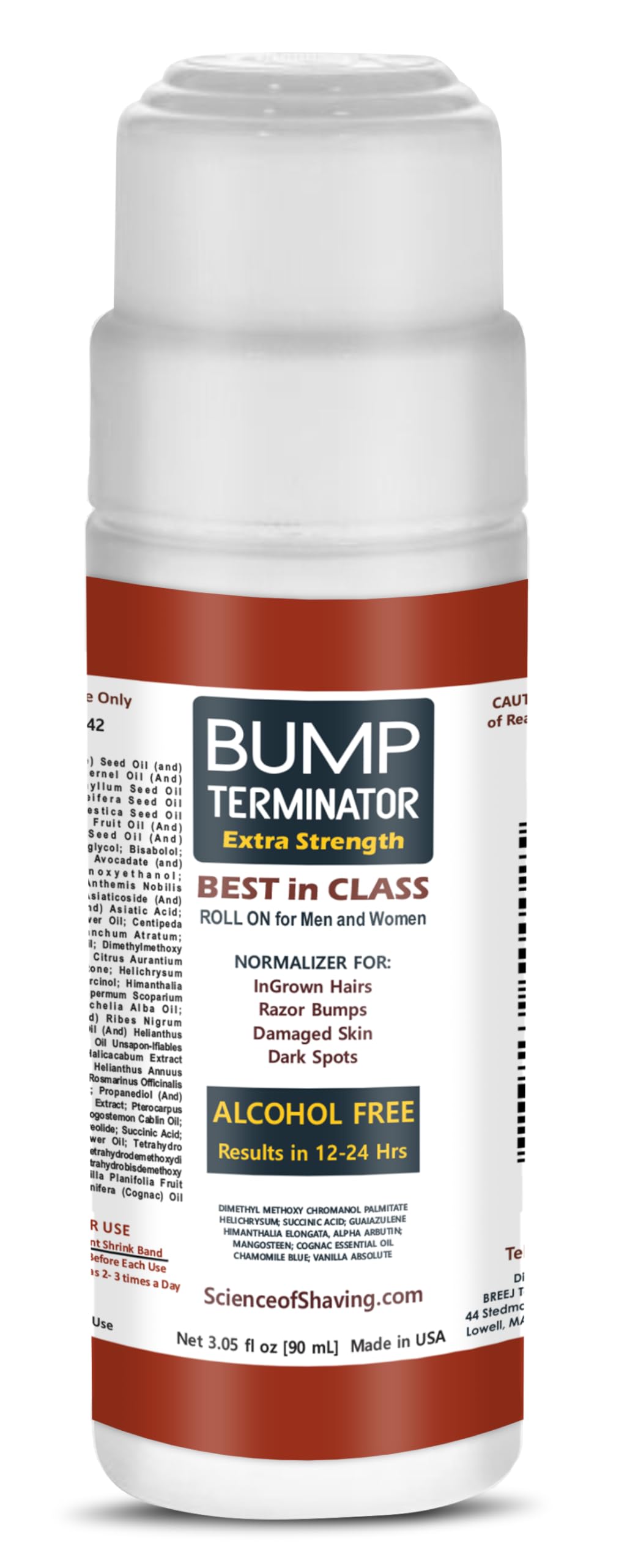 BUMP Terminator Alcohol FREE Anti Razor Bumps, Ingrown Hair, Skin Treatment for Face, Neck, Bikini area, Legs-After Shave & Back Of Head Bumps Remover, Unisex (Roll 3.05 oz Extra Strength)