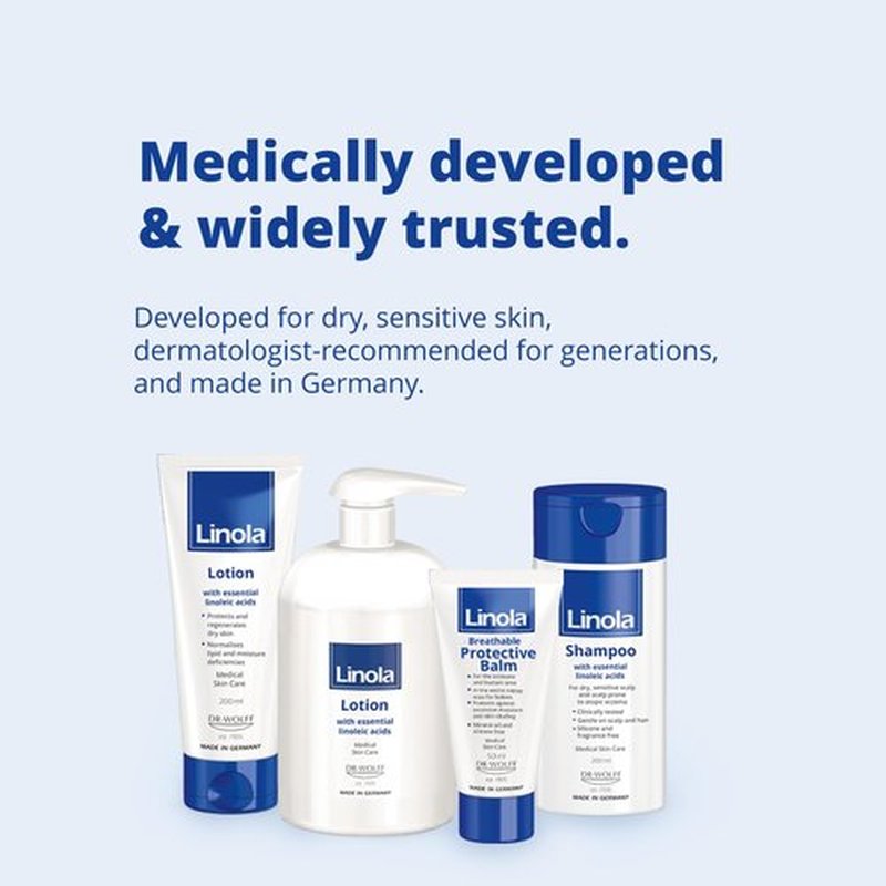Linola Forte Lotion - Body Lotion with Essential Linoleic Acids - Nourishing Cream against Itching with 24-Hour Effect - Soothes Itchy, Dry & Irritated Skin - Made in Germany - 200 ml (6.8 Fl Oz)