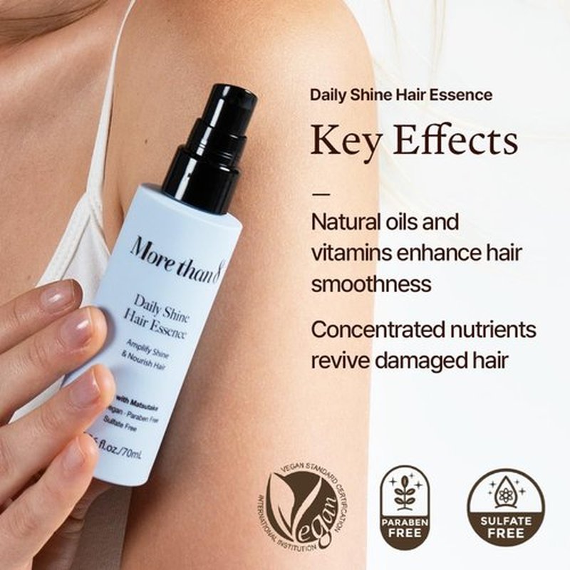 Morethan8 Korean Daily Shine Hair Essence with Matsutake Mushroom Vegan, Paraben, Sulfate Free – 2.36Oz