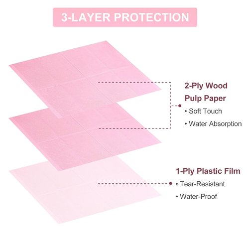 SUTOKAKA 50Pcs Pink Disposable Table Mats for Nail Art 3 Ply Foldable Waterproof Dental Bibs Tattoo Sheets Nail Practice Table Cover for Medical Supplies Manicure Salon Pads
