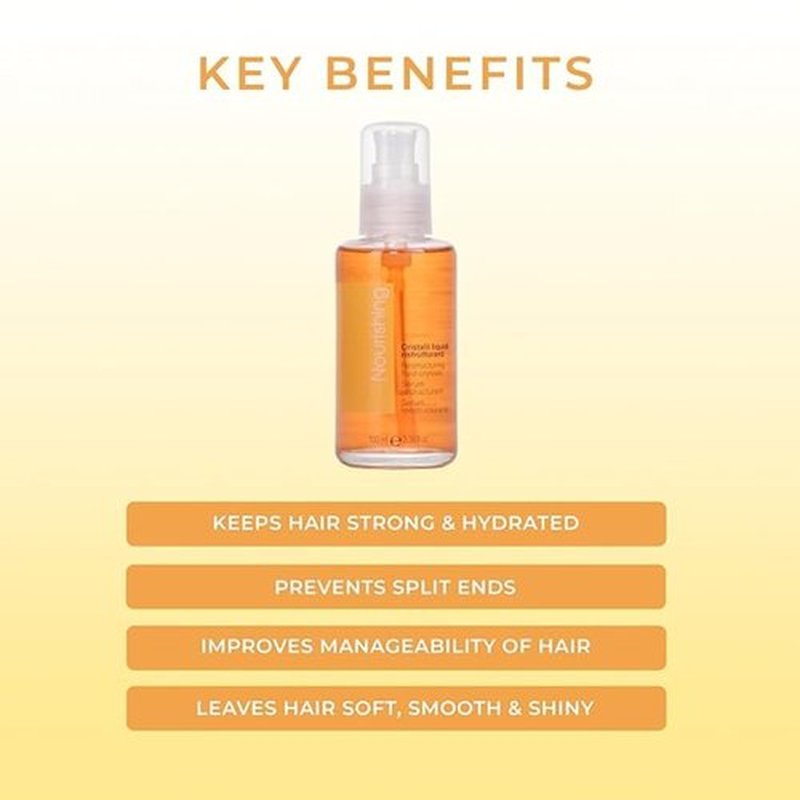 Fanola Restructuring Anti-Frizz Hair Serum - Liquid Crystals with Aloe Vera & Linseed Oil for Split End Repair - Strengthens Curly & Frizzy Hair (3.38 Fl oz)