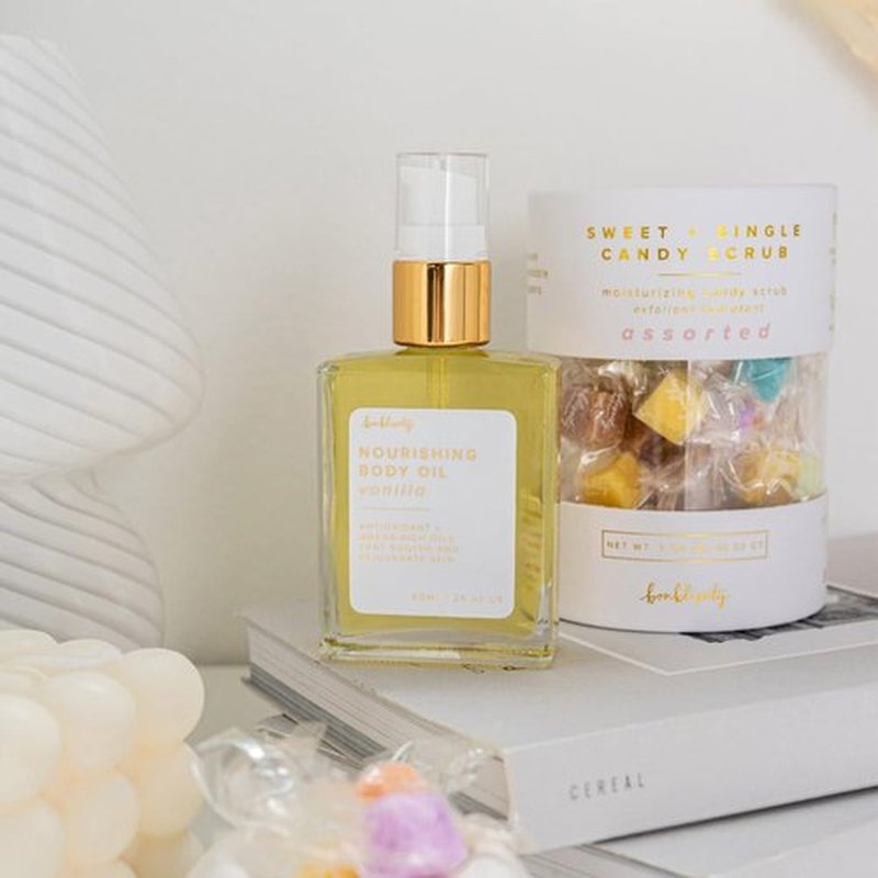 Bonblissity Nourishing Body Oils for Women, 2oz Travel Size - Vanilla Scented Body Oil, Non-Greasy Non-Comedogenic, Vitamin E Hydrating Moisturizer for Men and Women with Dry or Sensitive Skin