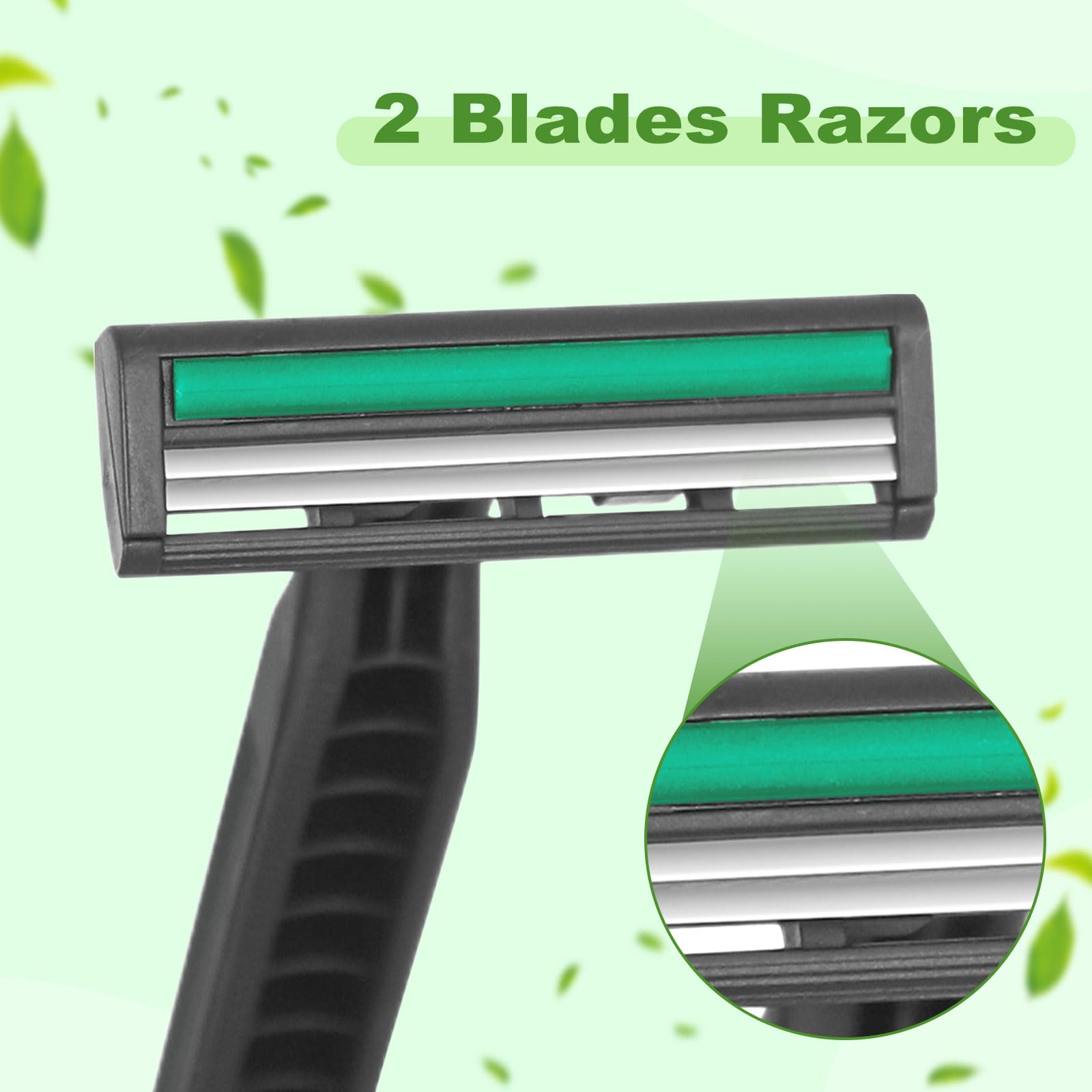 Fafortune Disposable Twin Blade Razors in Bulk, Individually Wrapped - Clear Safety Cap, For Homeless, Hotel, Airbnb, Travel (pack of 30,black)