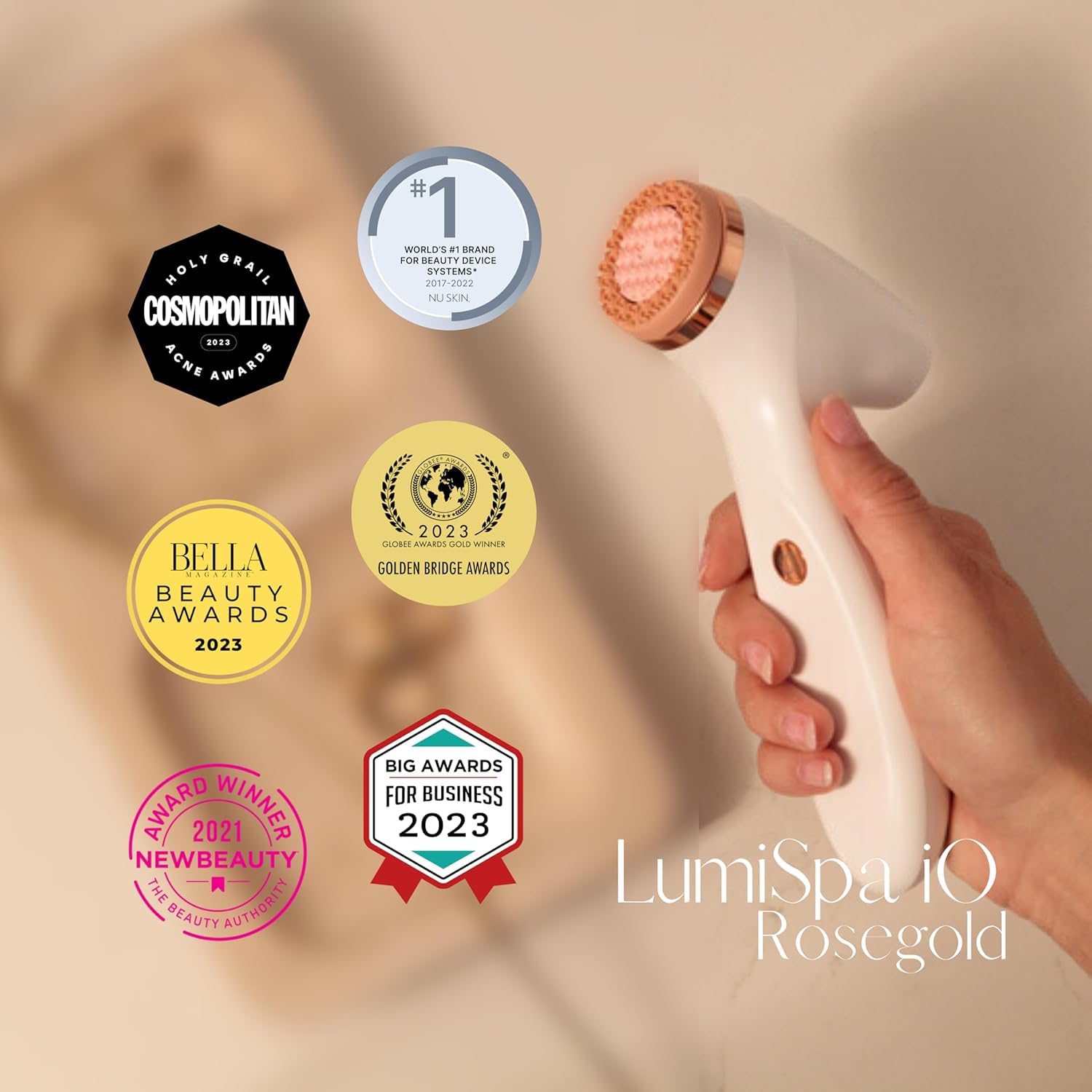 Nu Skin ageLOC LumiSpa iO System | Smart Skincare System, Facial Cleansing Device | Morning and Night Facial Cleansing Device | Daily Skin Care, Glowing Skin | Two-Minute Routine (Rose Gold)