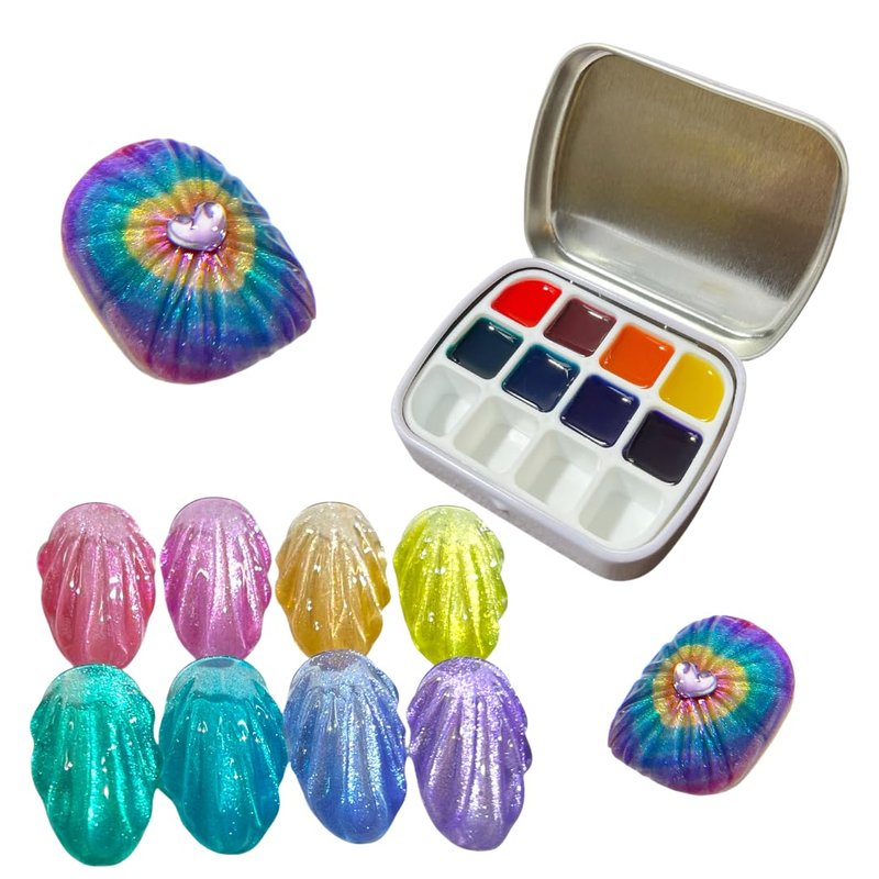 YJMyujimi Translucent jelly Gel T001-008 5g each 8colours DIY at home nail arts summer designs small case with 12 divisions black tube storage