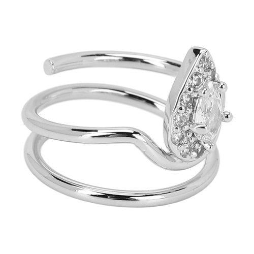 Rhinestone Nail Rings - Fingertip Jewelry for Nail Art Decoration - Valentine's Day Gift for Women (Platinum)