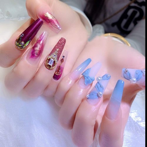 Natural Coffin Acrylic Nails- Coffin Ballerina Nail Tips Half Cover Nails Long Acrylic False Fake Nail Artificial, 10 Size 500pcs with Box(Natural)