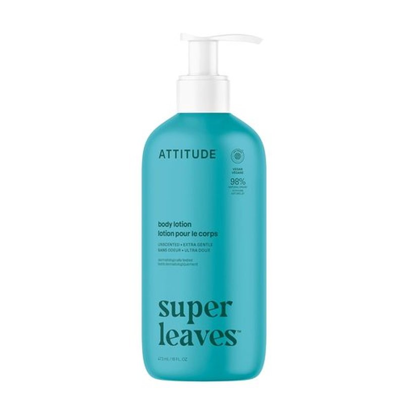 ATTITUDE Body Lotion - EWG Verified Vegan Moisturizer for Dry Skin | Non-Greasy & Unscented, 16 Fl Oz