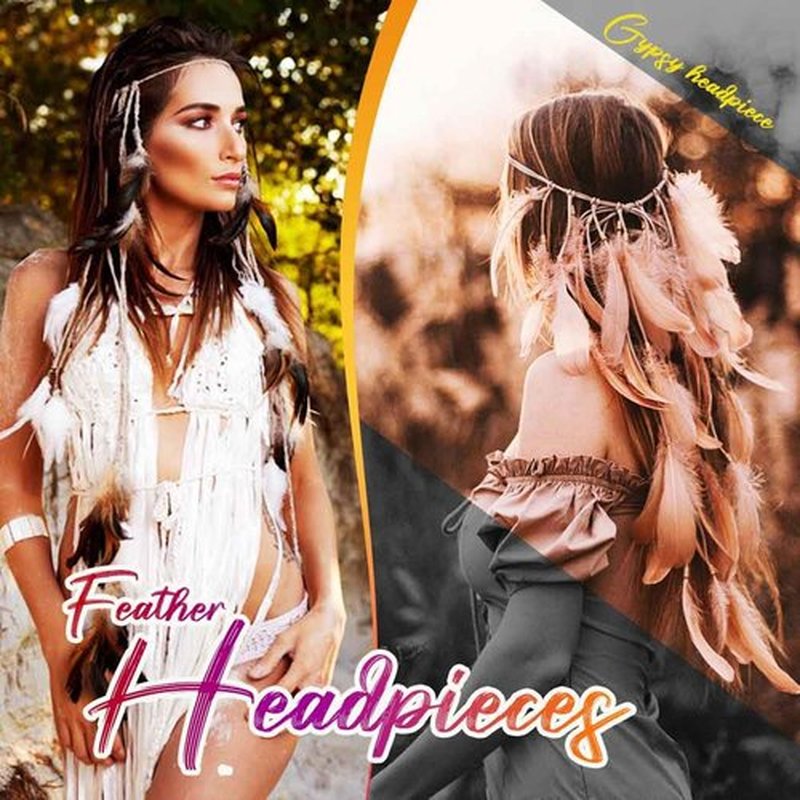 GORTIN Boho Feather Headband Hippie Headpiece Indian Costume Headdress Hair Accessories for Women