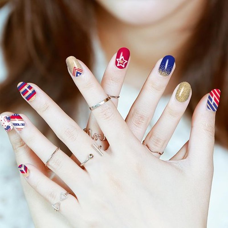 JERCLITY 224 Pieces 16 Sheets 4th of July Nail Wraps for Women Independence Day Polish Strips Patriotic American Flag Self-Adhesive Stickers With File for Memorial Day