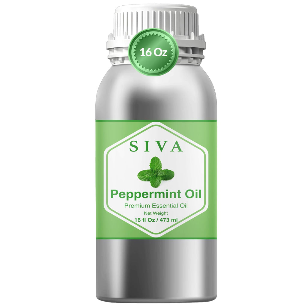 Siva Peppermint Essential Oil 16 Fl Oz – for Diffuser, Skin & Hair Care – Ideal for Aromatherapy, Massage & DIY Blends