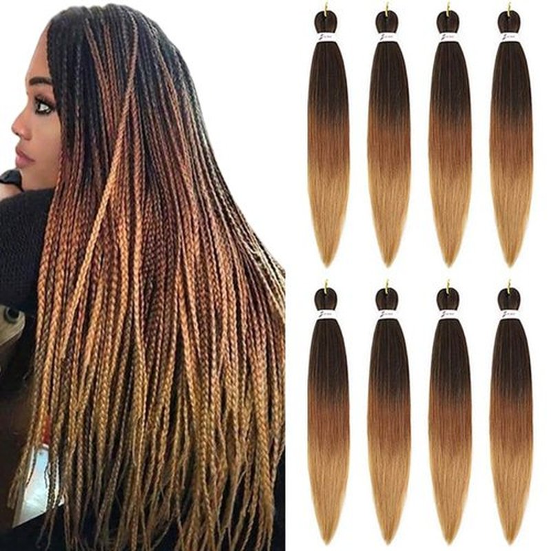 AQINBEL Braiding Hair Pre stretched 26 Inches 8 Bundles Ombre Braiding Hair Itch Free Crochet Twist Hair for Braids Yaki Texture Pre stretched Braiding Hair Extensions for Women (1B/30/27#)