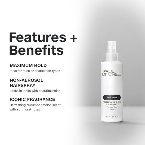Paul Mitchell Freeze and Shine Hairspray - Maximum Hold & Shiny Finish for Coarse Hair