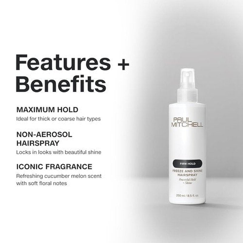 Paul Mitchell Freeze And Shine Super Hairspray - Maximum Hold With Shiny Finish For Coarse Hair