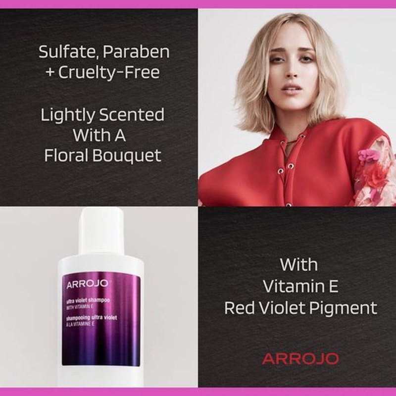 ARROJO Ultra Violet Purple Shampoo - 8.5 oz Color Treated Hair Care to Eliminate Brassy Tones | Sulfate-Free, Vitamin E Infused