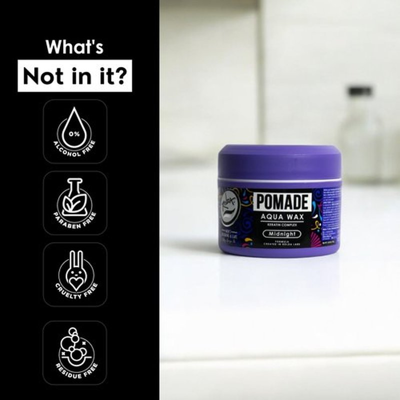 Rolda Midnight Hair Pomade for Men - Water-Based & Flake-Free Men's Hair Products with Medium Hold & Shine - Made with a Strengthening Keratin Complex - Non-Greasy & Residue-Free (5.29 oz)
