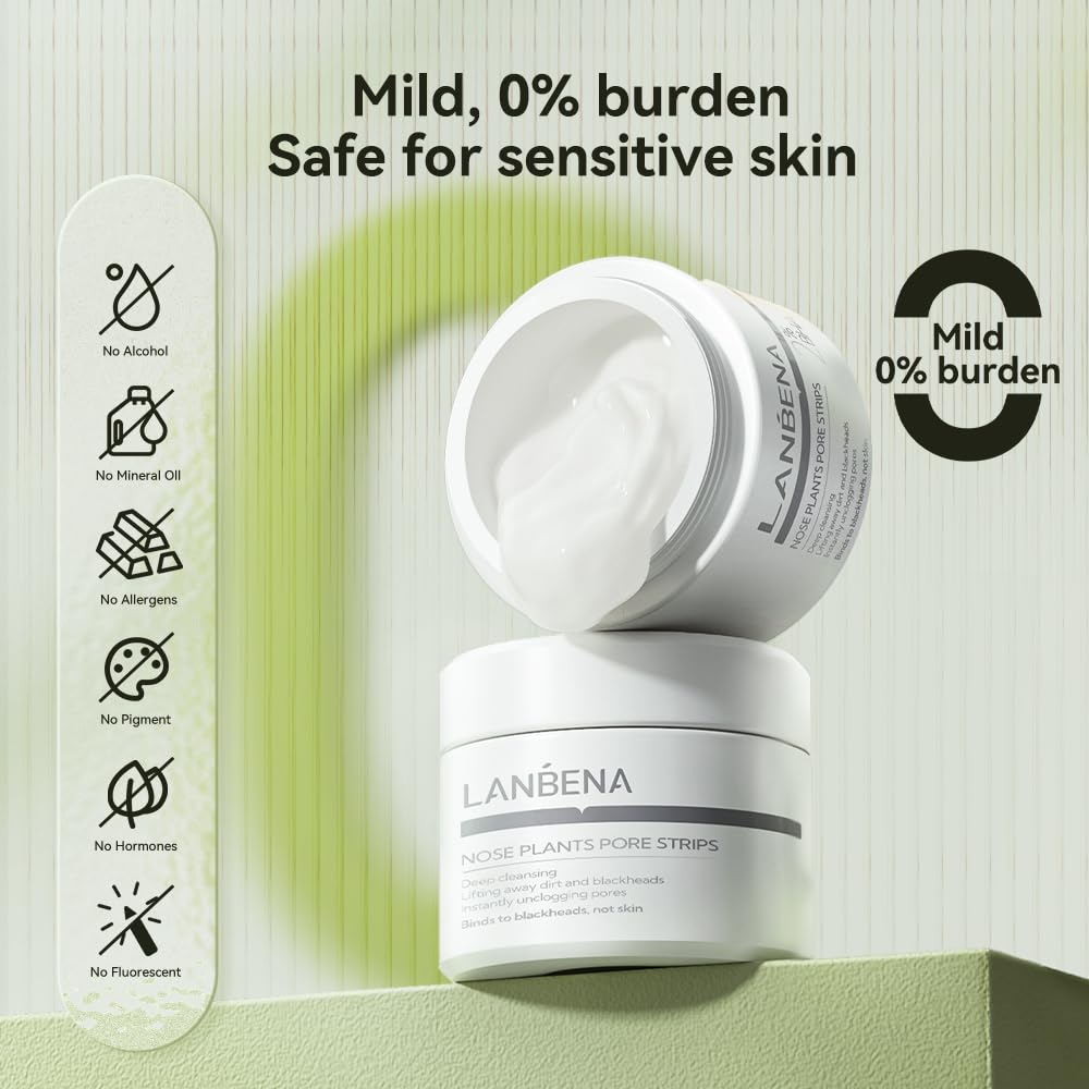 LANBENA Blackhead Mask, Nose Plants Pores Strips Blackhead Remover Mask Peel off Mask Facial Pore Cleanser Purifying Face Mask Nose Strips (1.06 Ounce) - White