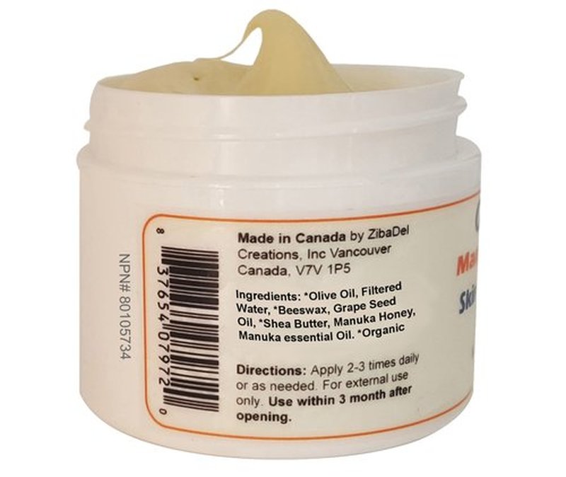 Organic Manuka Honey Skin Moisturizer Cream for Sensitive Dry Skin, Honey Relief for All Ages, Natural Moisturizer Cream for Face and Body, Made in Canada (4 OZ)