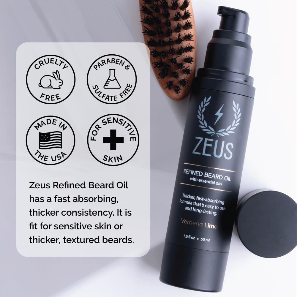 ZEUS Refined Beard Oil for Men with Natural Oils (Vanilla Rum) 1.6 fl oz