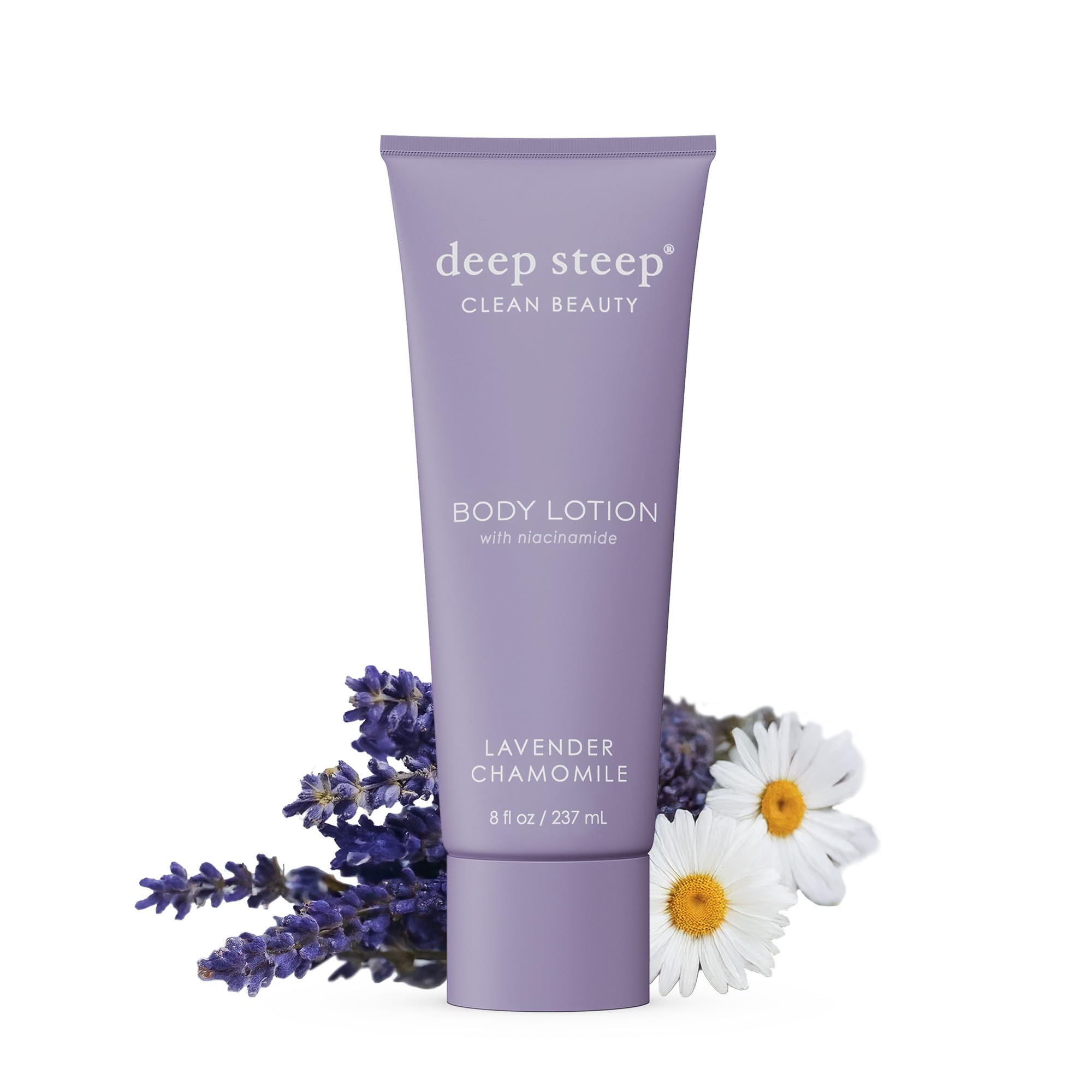 Deep Steep Body Lotion, Lavender Chamomile, 8 oz – Moisturizer with Coconut Oil, Shea Butter, Argan Oil, Aloe Vera & Niacinamide – Vegan, Clean Beauty, Daily Skin Hydration