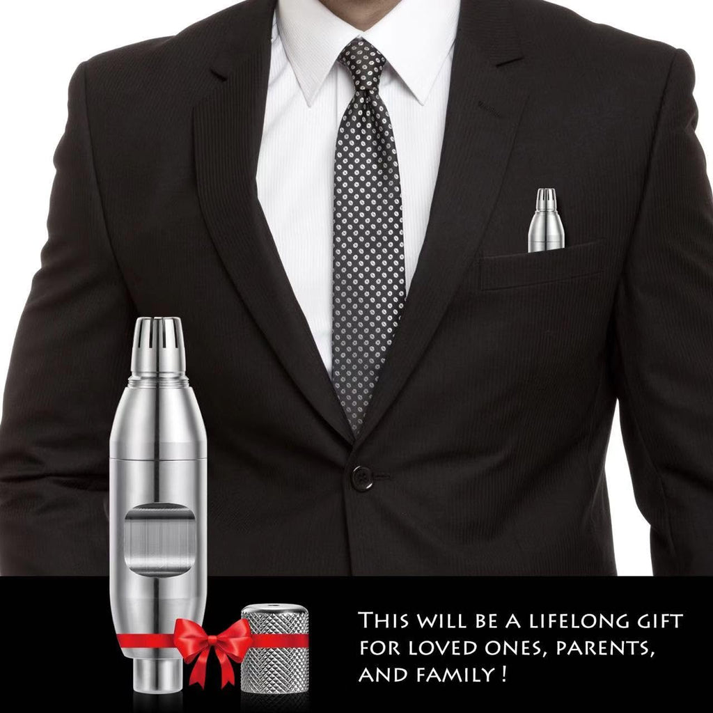 Nose Hair Trimmer for Manual, Battery-Free, Stainless, Waterproof, Painless