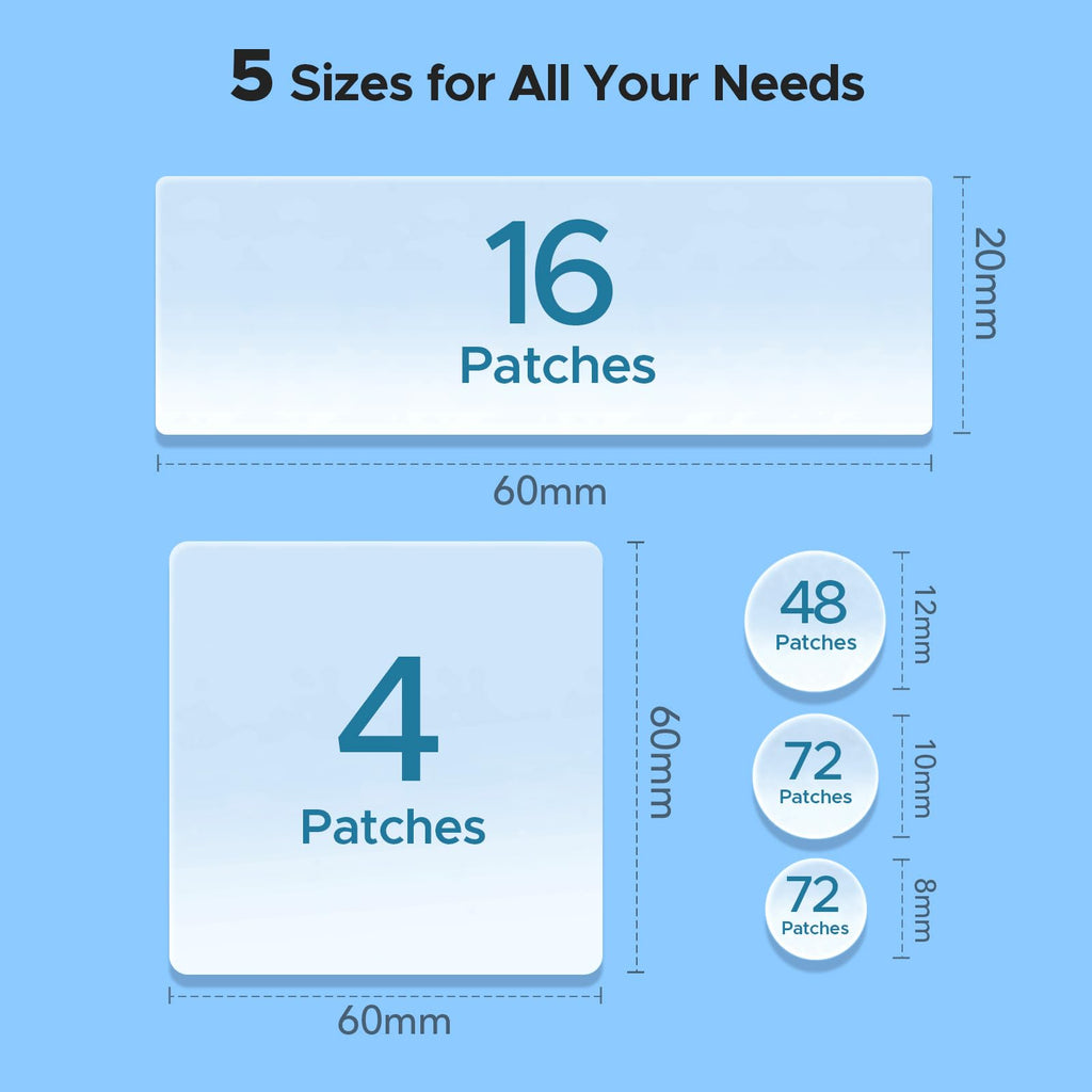 LitBear Large Pimple Patches, 5 Sizes 212 Counts Big Acne Patches for Face, Forehead, Body and Back, Hydrocolloid Bandages for Zits, Blemishes and Large Breakouts, Hydrocolloid Patch Pimple Stickers