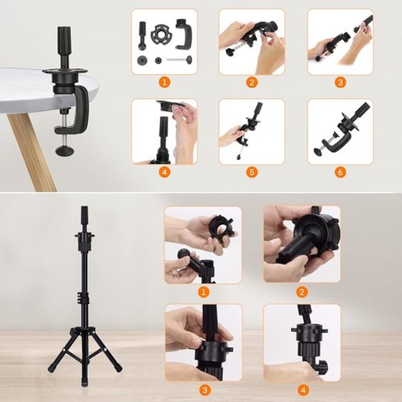 GHWMYD 22 Inch Canvas Wig Head Mannequin Head With 63in Tripod Stand, Manikin Canvas Head Set for Wigs Making Display Styling with Tripod Table Clamp Wig Caps Pins Set Hair Brush, Clips(Pink)