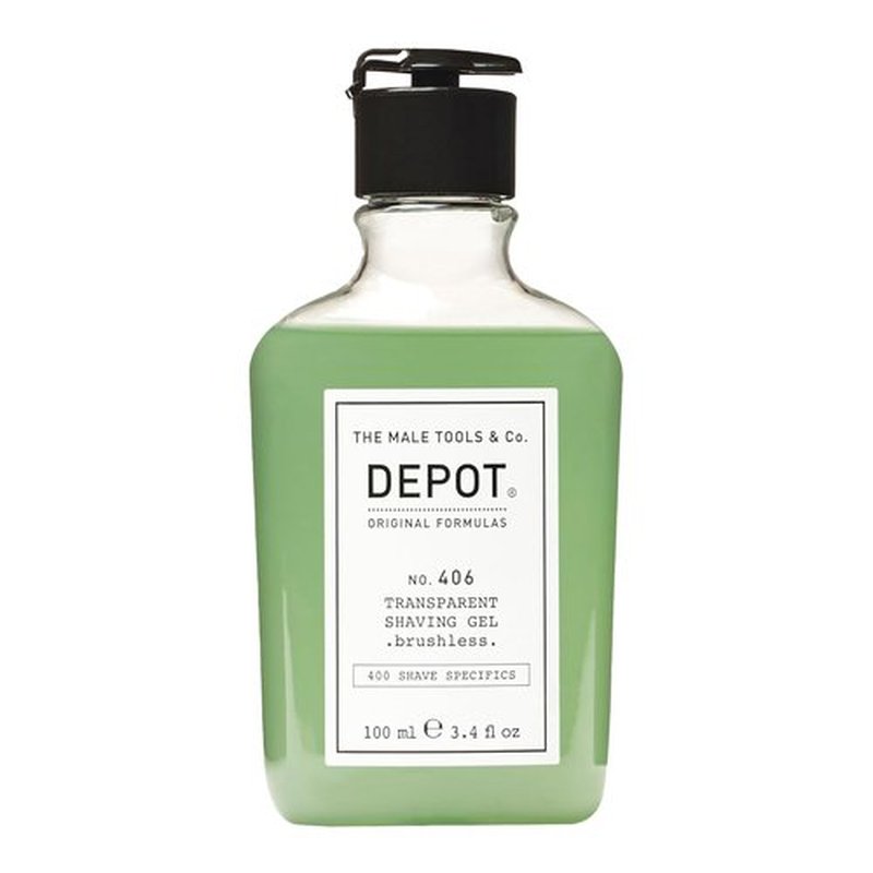 DEPOT No. 406 Transparent Shave Gel - Precision Shaving Gel with Aloe & Menthol | 3.3 fl. oz.