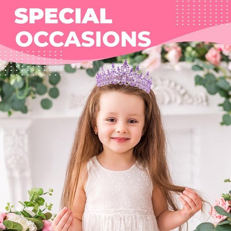 Papoopy Birthday Tiara Crown with Sash for Women, Headband Hair Accessories for Wedding Party Costume (A-Purple)