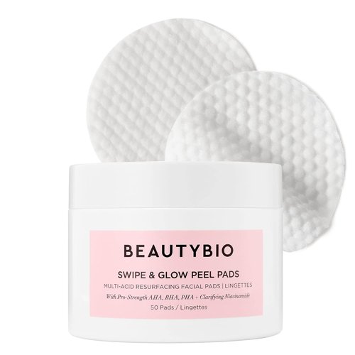 BeautyBio Swipe & Glow Peel Pads - Clarifying Multi-Acid Facial Resurfacing Pads (50 Count)