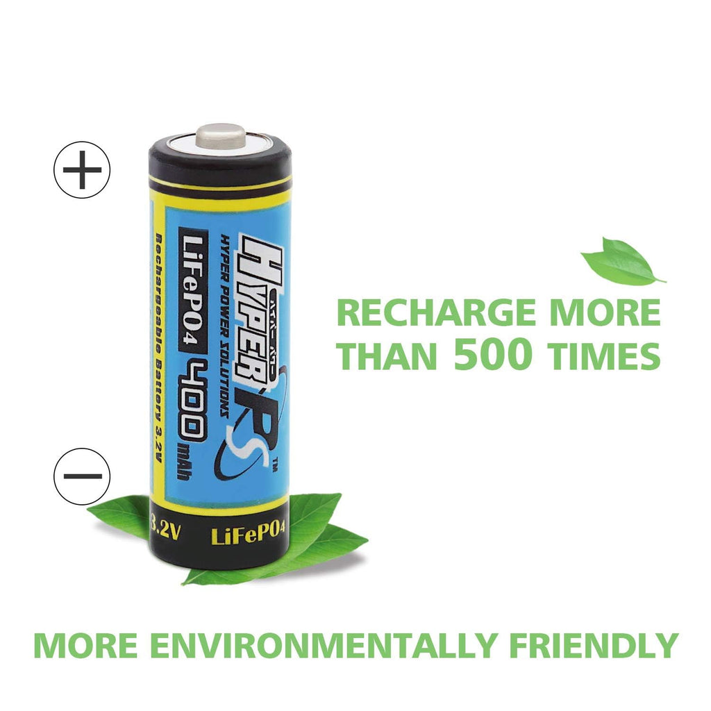 HyperPS 12 Pack 3.2V LiFePo4 14430 (14 x 43mm) 400mAh Rechargeable Battery for Solar Panel Light, Tooth Brush, Shaver, Flashlight