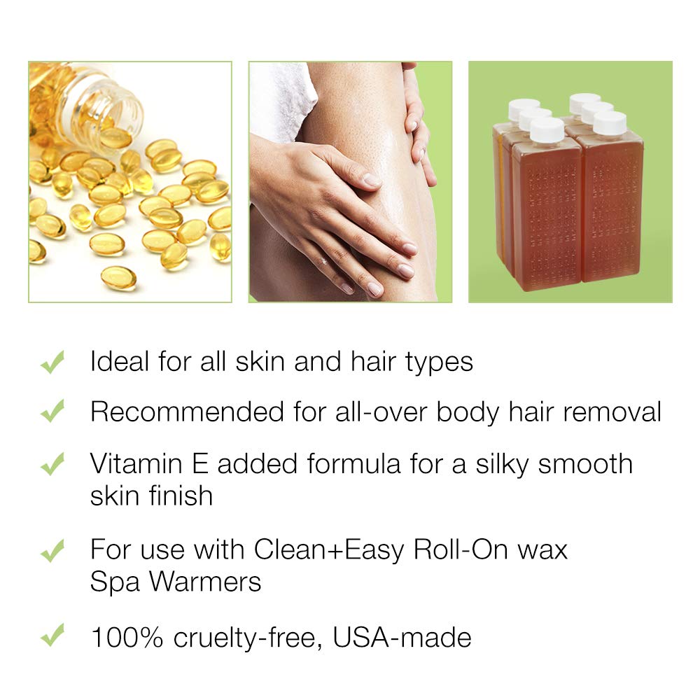 Clean + Easy Vit E Roll-On Wax 6-pack Large Vitamin E, Net Wt. 16.8 oz