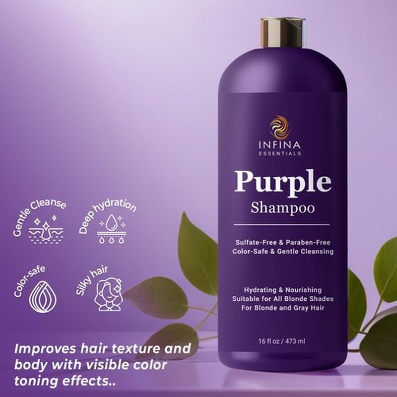 INFINA ESSENTIALS Purple Shampoo - Sulfate-Free Formula for Blondes & Color-Treated Hair | 16 fl oz