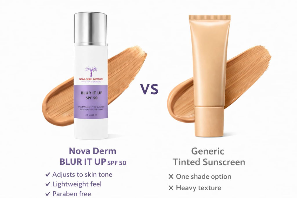 NOVA DERM Blur It Up SPF 50 Face Sunscreen Moisturizer with Zinc Oxide, Daily Face Moisturizer with SPF, Sunscreen for Dry Skin Made in USA (1.7 fl oz)