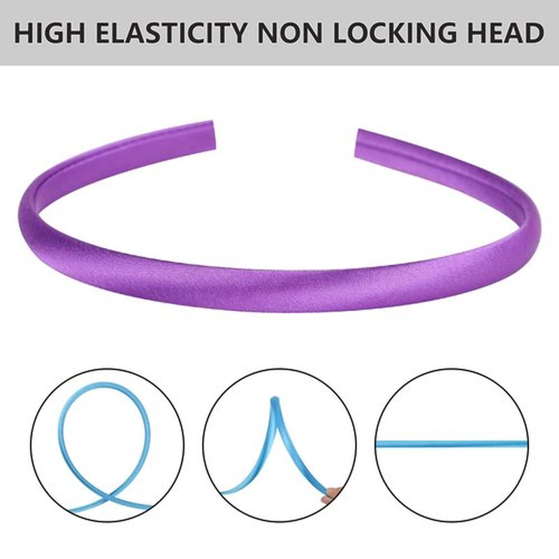 Fishdown 26 Pcs Satin Headbands for Girls DIY Craft Head Bands Hard Thin Headband Rubber Plastic Colorful Hairbands for Kids Teens Party Favors