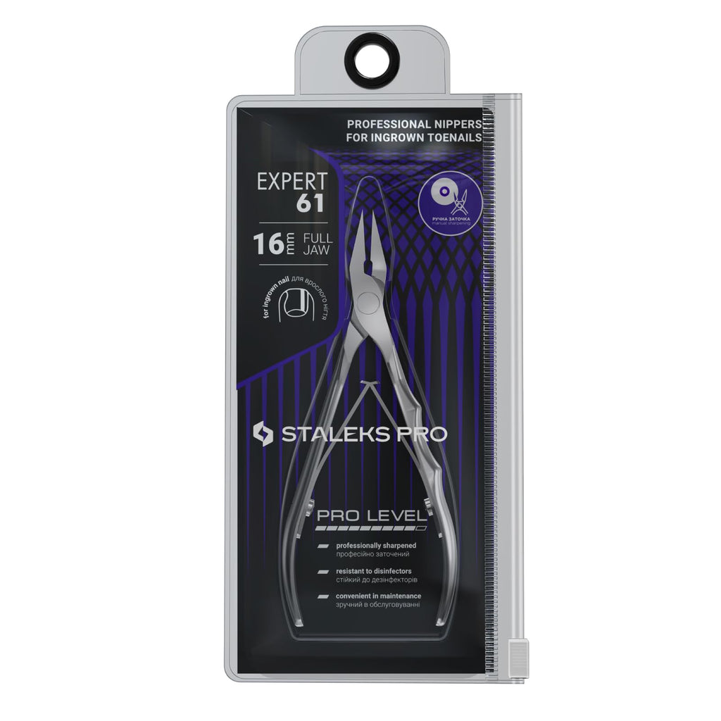Staleks Pro EXPERT 61 Ingrown Toenail Nippers – 16mm Blades – Narrow Tips with Safe Ends – Stainless Steel – Professional Pedicure Tool